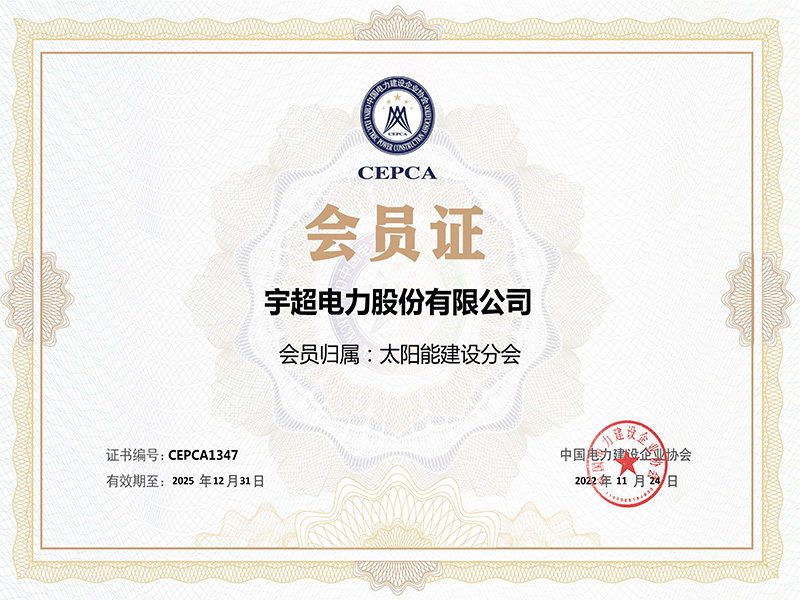 中电建协2025年会员证书